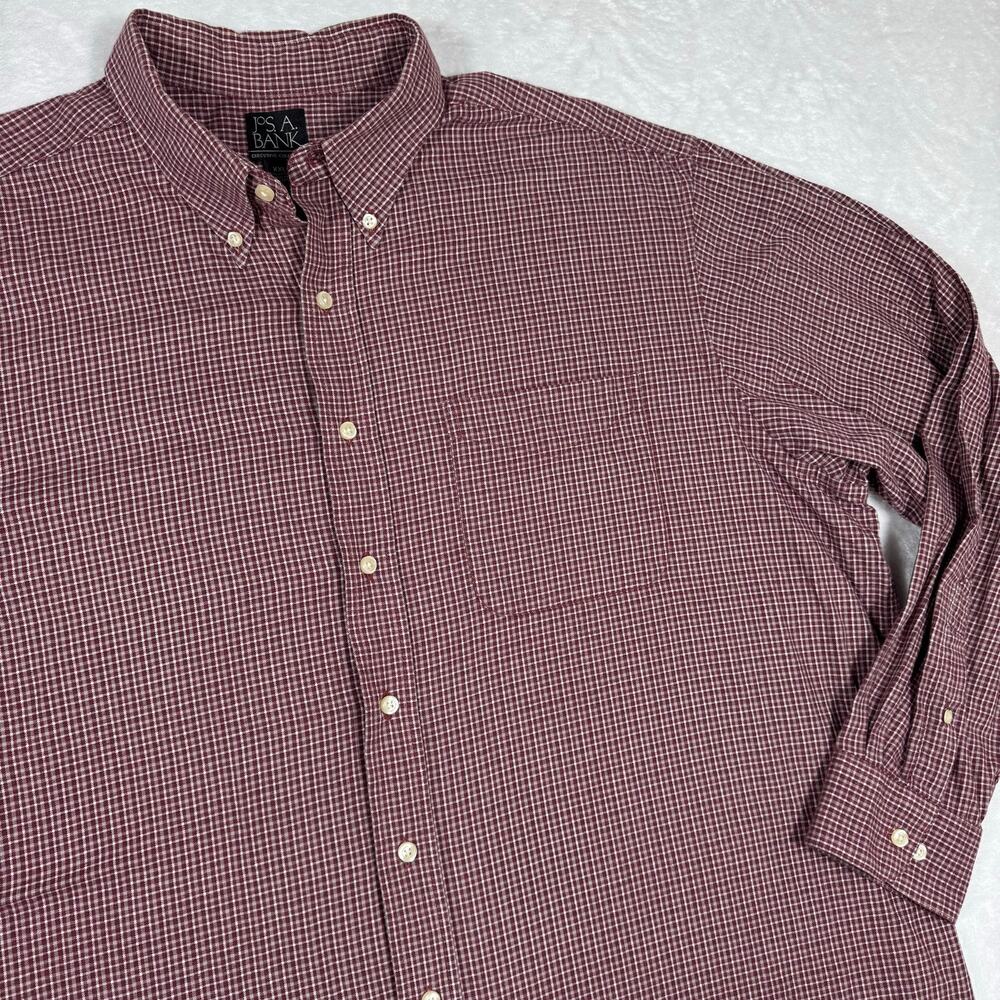 Jos. A.‎ Bank Executive Collection Men's XXL Red Plaid Button Long Sleeve Shirt